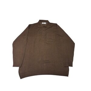 Oswal Sudhir Knit Brown Wool Blend Long Sleeve Polo Sweater Men Size 44